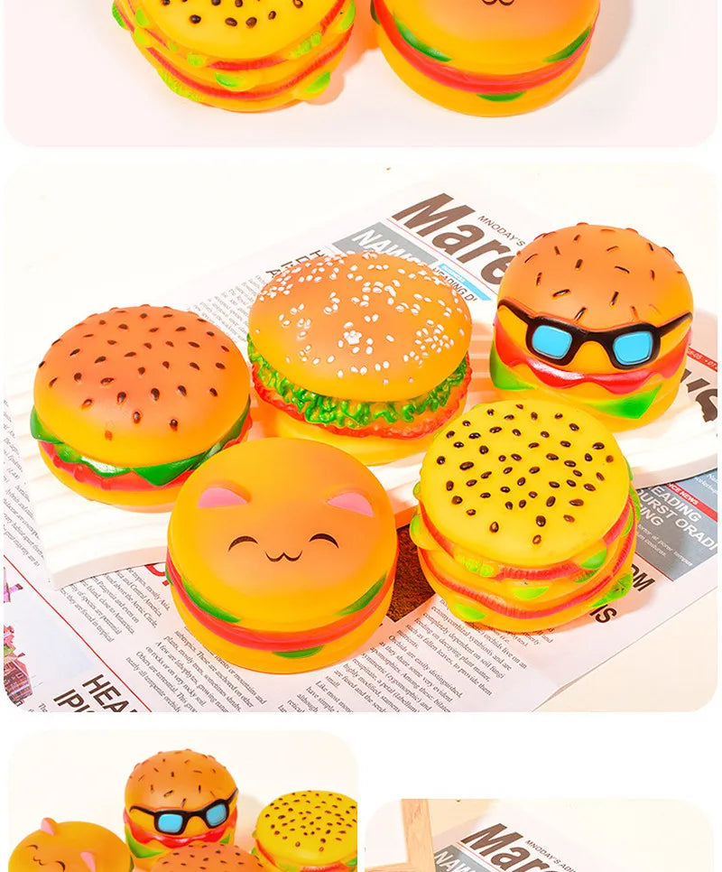 Squeaky Hamburger Dog Toy