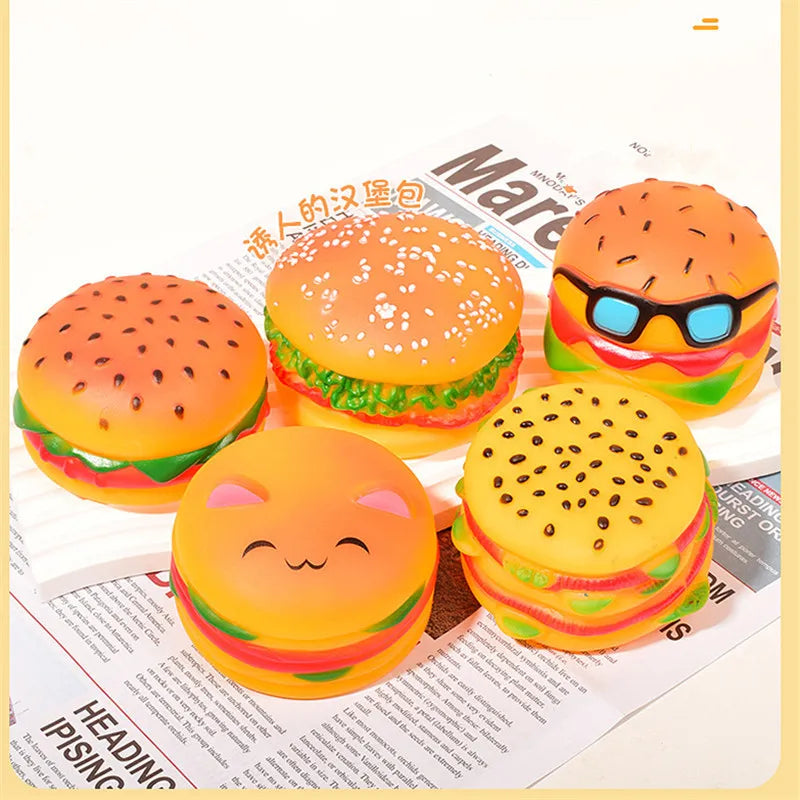 Squeaky Hamburger Dog Toy