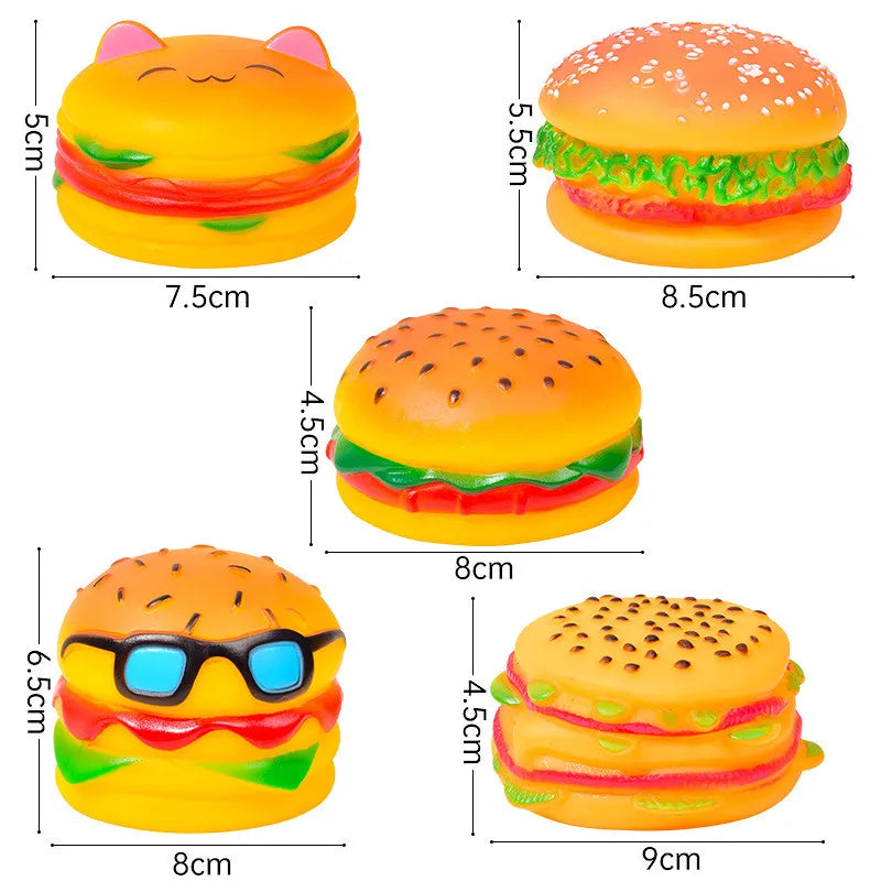 Squeaky Hamburger Dog Toy
