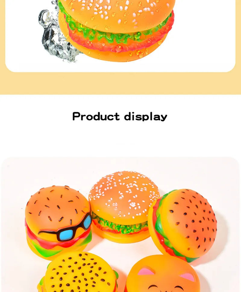 Squeaky Hamburger Dog Toy
