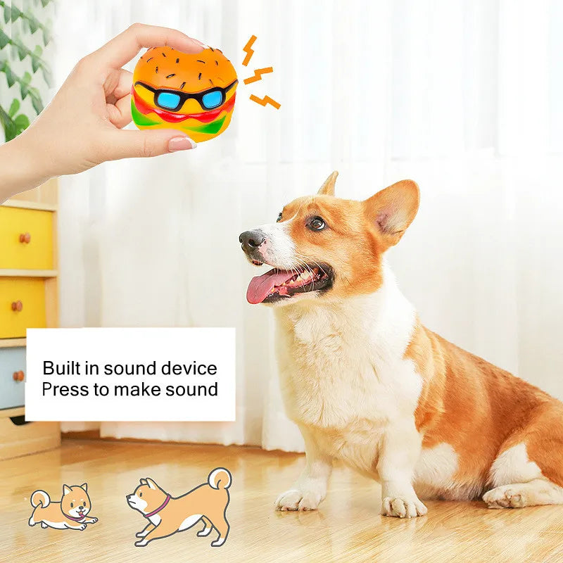 Squeaky Hamburger Dog Toy