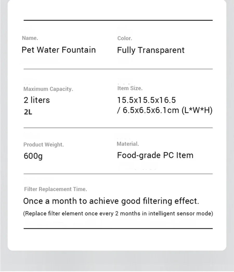 Pet Water Fountain with Filter