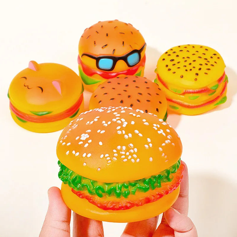Squeaky Hamburger Dog Toy