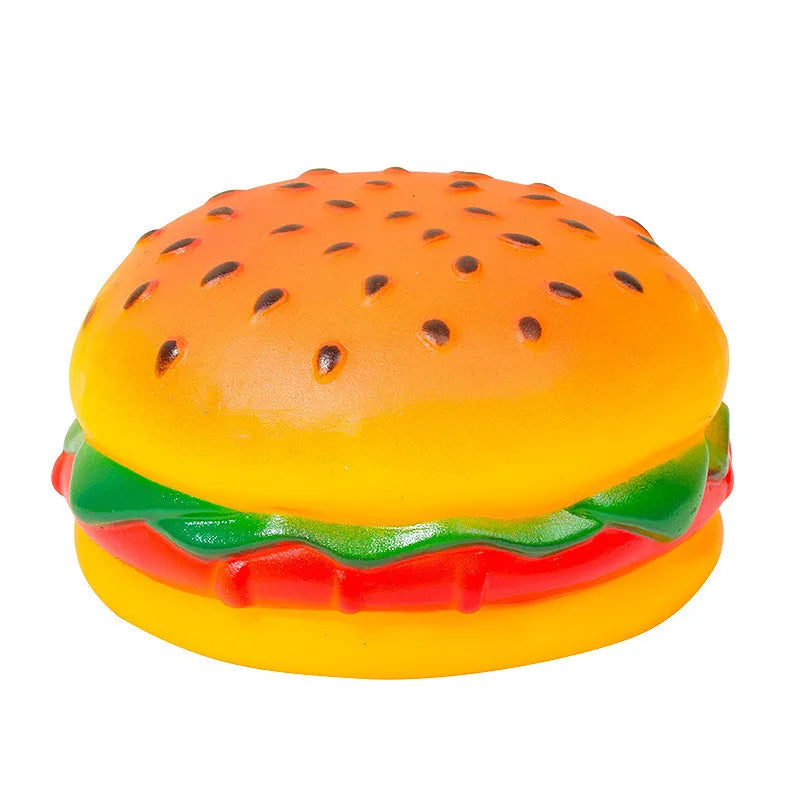 Squeaky Hamburger Dog Toy